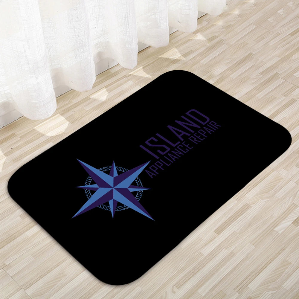 tapis antidérapant moderne étoile jeanreau noir blanc gris rouge bleu violet graphique