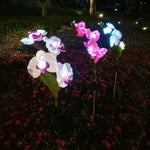 fleurs artificielles orchidées blanc rose bleu moderne décoratifextérieur tringle métallique socle noir