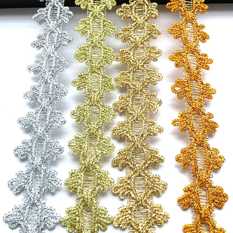 rubans décoratifs dentelle polyester mariage argent or vert motif géométrique classique adhésif