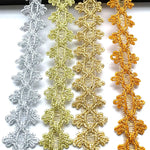 rubans décoratifs dentelle polyester mariage argent or vert motif géométrique classique adhésif