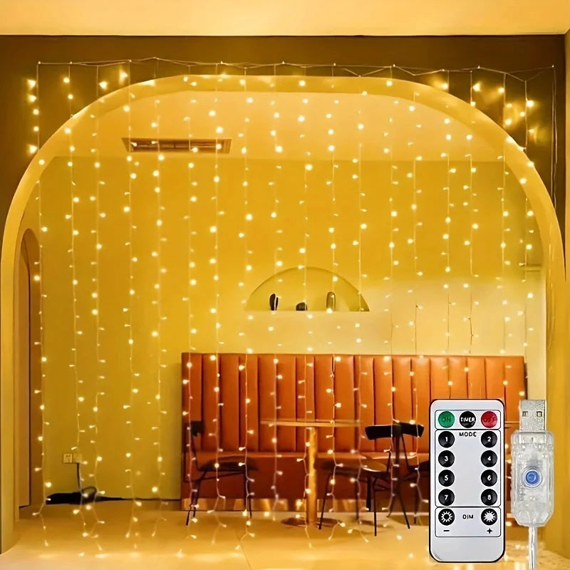 rideau lumineux led blanc jaune multicolore moderne modes télécommande decoration noel mariage halloween valentin