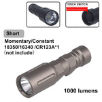 lampe torche led noire dorée texturée moderne 1300 lumens picatinny clip robuste