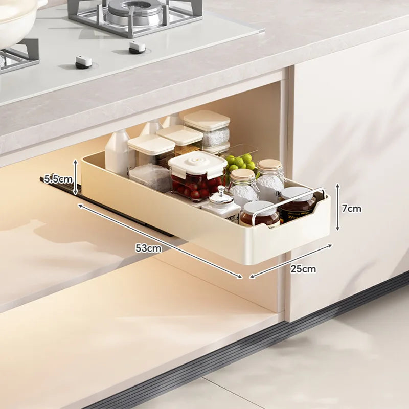 paniers rangement blancs acier inoxydable moderne adhésifs cuisine tiroirs armoires évier espaces étroits