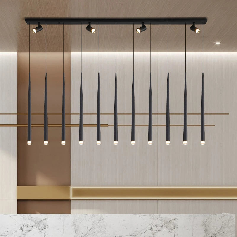 Suspension lumineuse moderne noire led minimaliste éclairage intérieur décoration maison 20 sources lumineuses