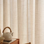 rideau moderne polyester crème texture lin semi transparent intérieur largeur 132cm différentes longueurs