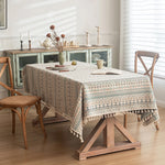 Nappe table géométrique multicolore boho chic imperméable extérieur intérieur festive 140x180cm