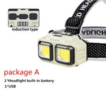 lampe frontale rechargeable usb beige noir tissu points ajustable montagne pêche camping