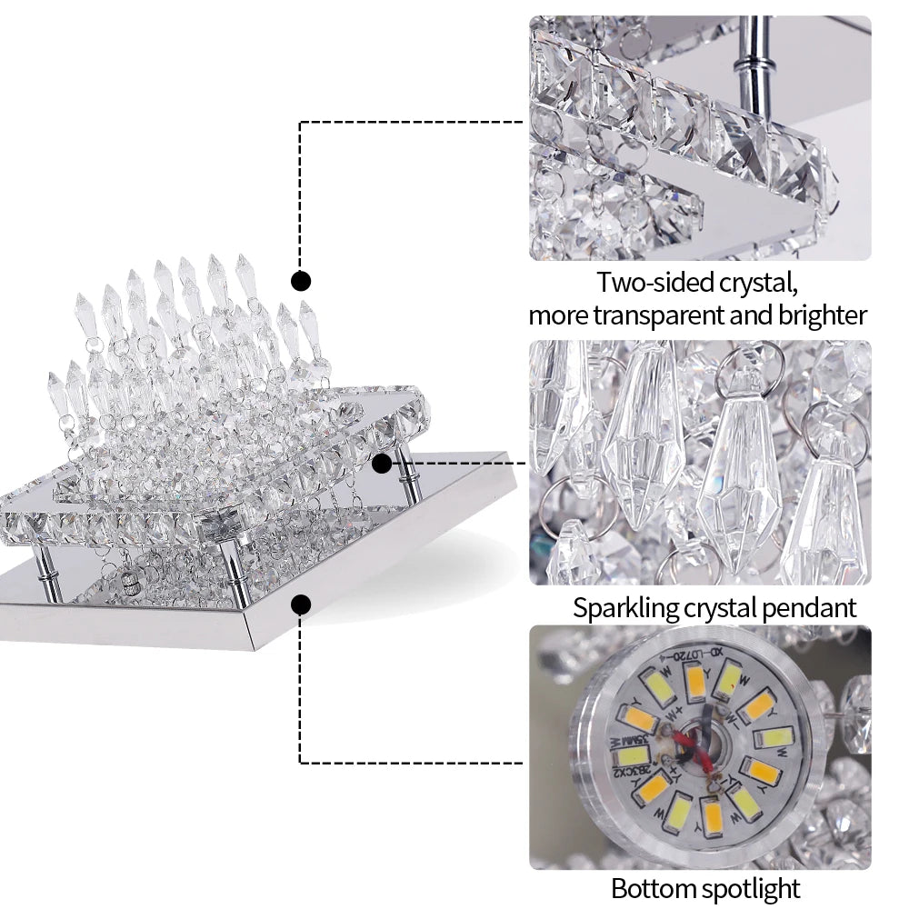 lampe suspendue cristal moderne élégant luminaire led transparent salon chambre salon luxe