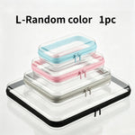 boîtes rangement transparentes réutilisables fermeture glissière couleurs rose violet bleu clair moderne pratique diverse