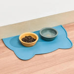 tapis repas animaux compagnie gris bleu orange rose moderne imperméable caoutchouc bols easy clean
