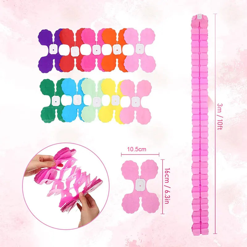 guirlande papier multicolore fleurs festive anniversaire mariage noël fêtes enfantsDecoration