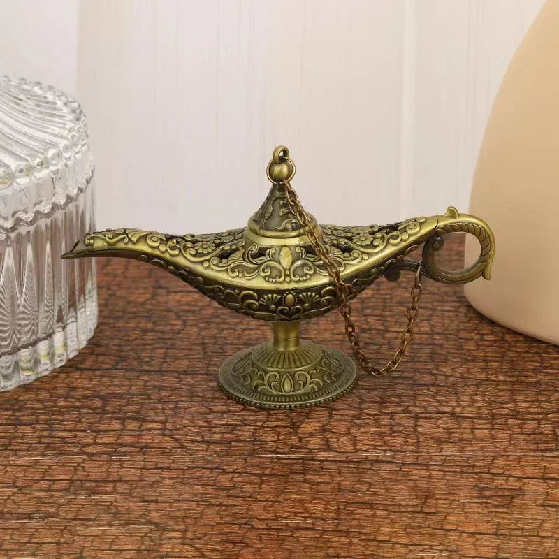 lampe huile ornementale artisanale métal durable décoration vintage table chambre orcement