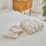 housse couette taies d'oreiller 3pc rose brodée franges classique lit king size polyester Jacquard