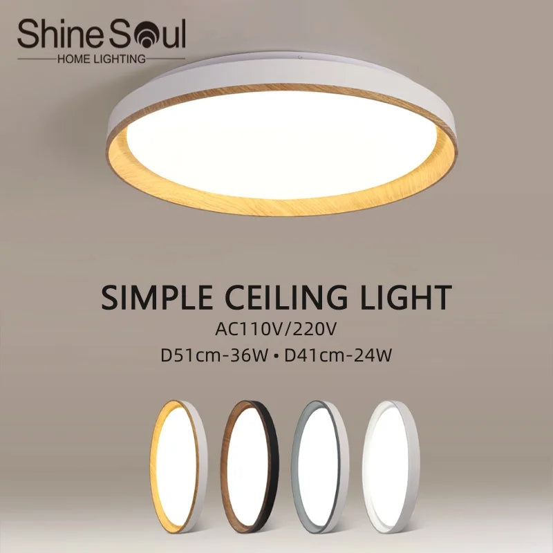 plafonnier led moderne bois naturel blanc salon chambre télécommande intensité variable éclairage intérieur