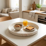 plateau rangement plastique moderne plateau circulaire naturel bol tasse céréales pain minimaliste