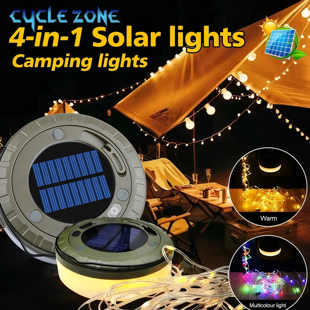 lampe camping solaire guirlande lumineuse led multiple modes charge type