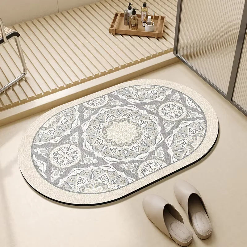 tapis solide moderne beige antidérapant imperméable facile entretenir bain chambre