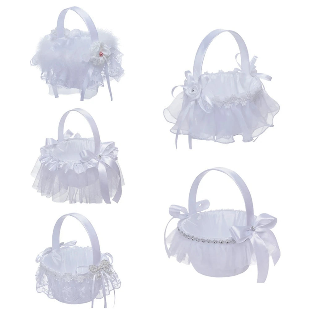 panier mariage blanc tulle plissé rubans satin strass nœuds élégant romantique festif