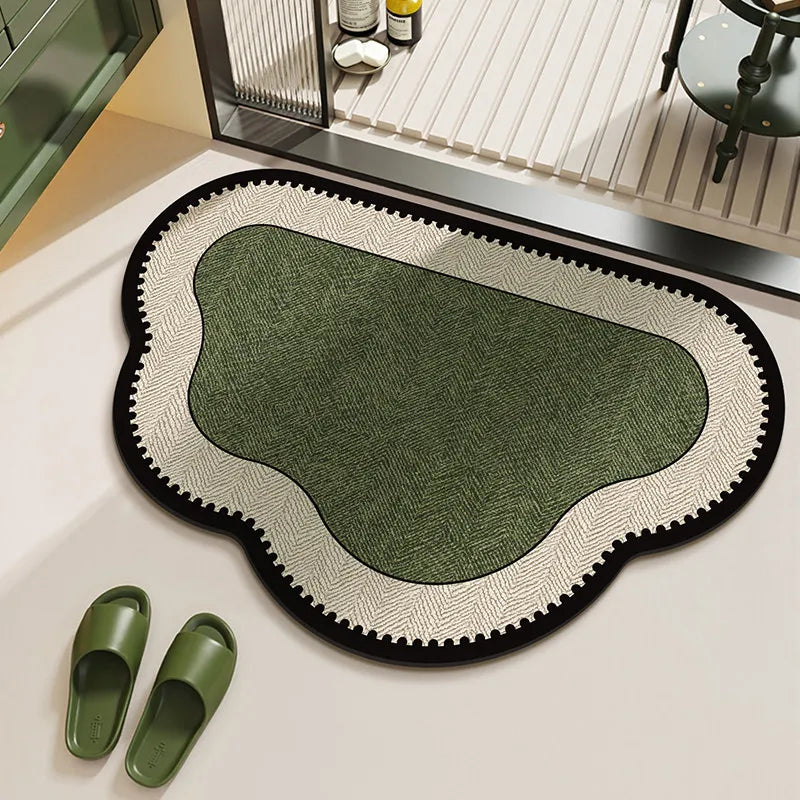 tapis bain antidérapant vert foncé rayures animaux moderne minimaliste absorption rapide