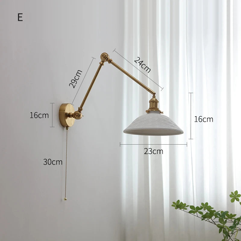 lampe murale moderne or blanc plissée cordon commande 29cm 16cm 24cm 14cm 30cm 17cm