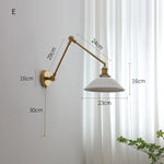 lampe murale moderne or blanc plissée cordon commande 29cm 16cm 24cm 14cm 30cm 17cm