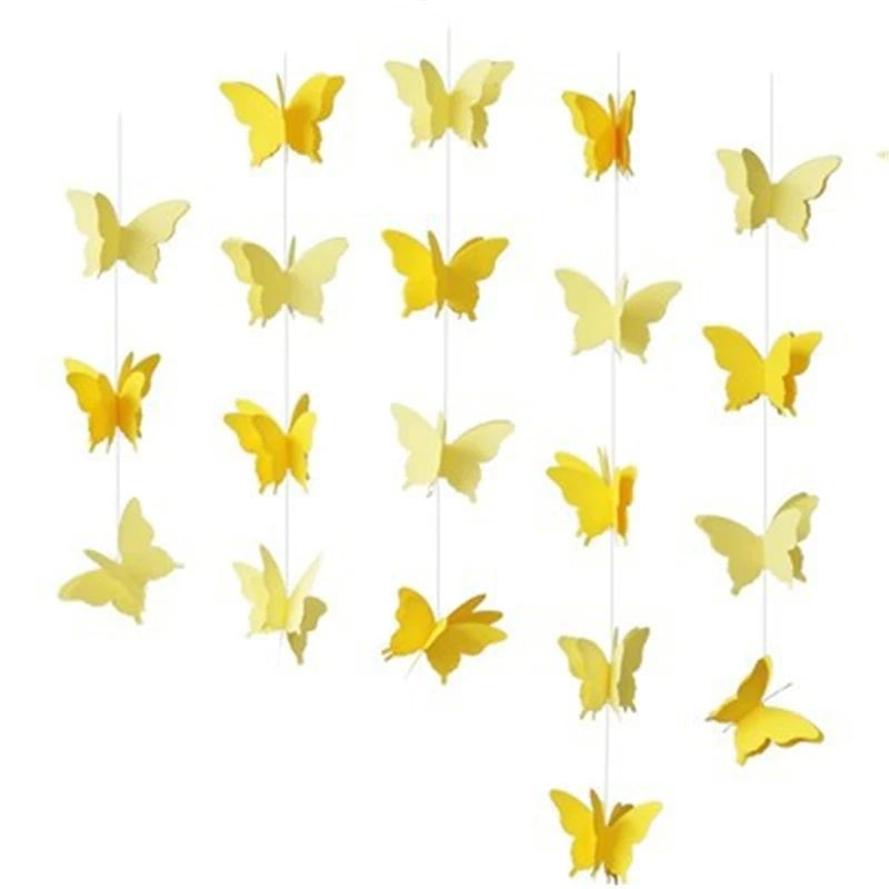 guirlande papillons 3d rouge jaune vert bleu violet rose orange anniversaire mariage fête