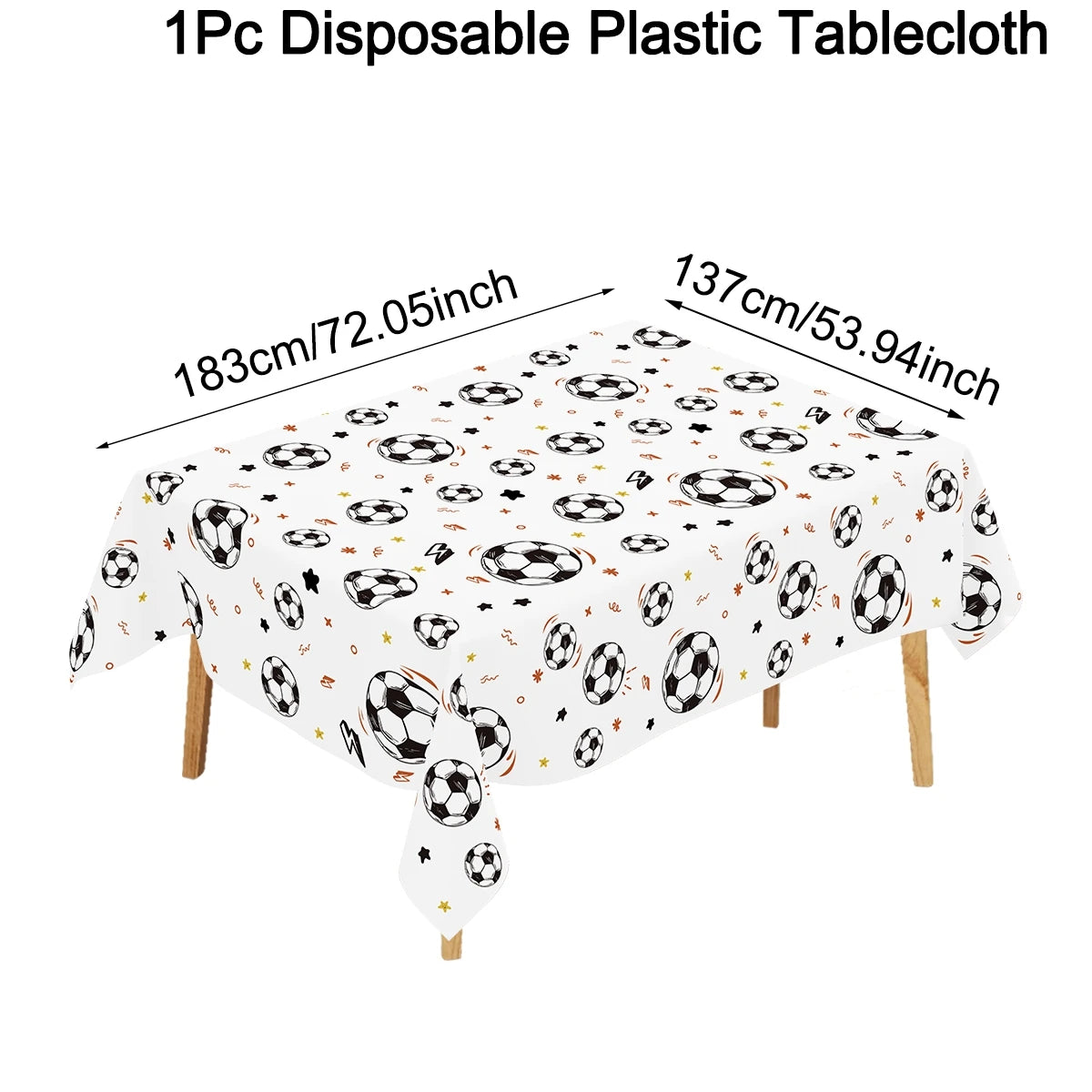 nappe jetable football ballons étoiles feuilles moderne festive blanche noire table fête anniversaire enfantsDecoration