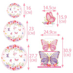 décoration gâteau papillons fleurs rose violet blanc doré piquet anniversaire mariage fête enfants