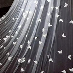 voile mariée blanc bordure fleurs papillons 3d dentelle translucide classique romantique