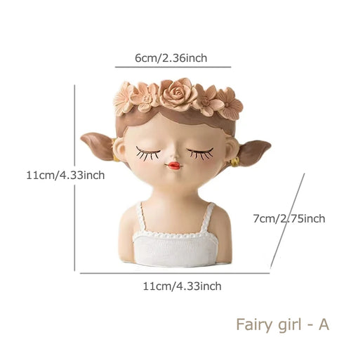 cache pot plante succulente résine fille dessin animé décoratif maison petit pot fleur