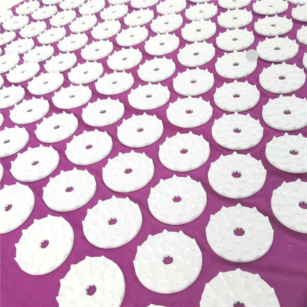 tapis massage acupuncturé violet bleu marine vert rondelles blanches moderne sac rangement