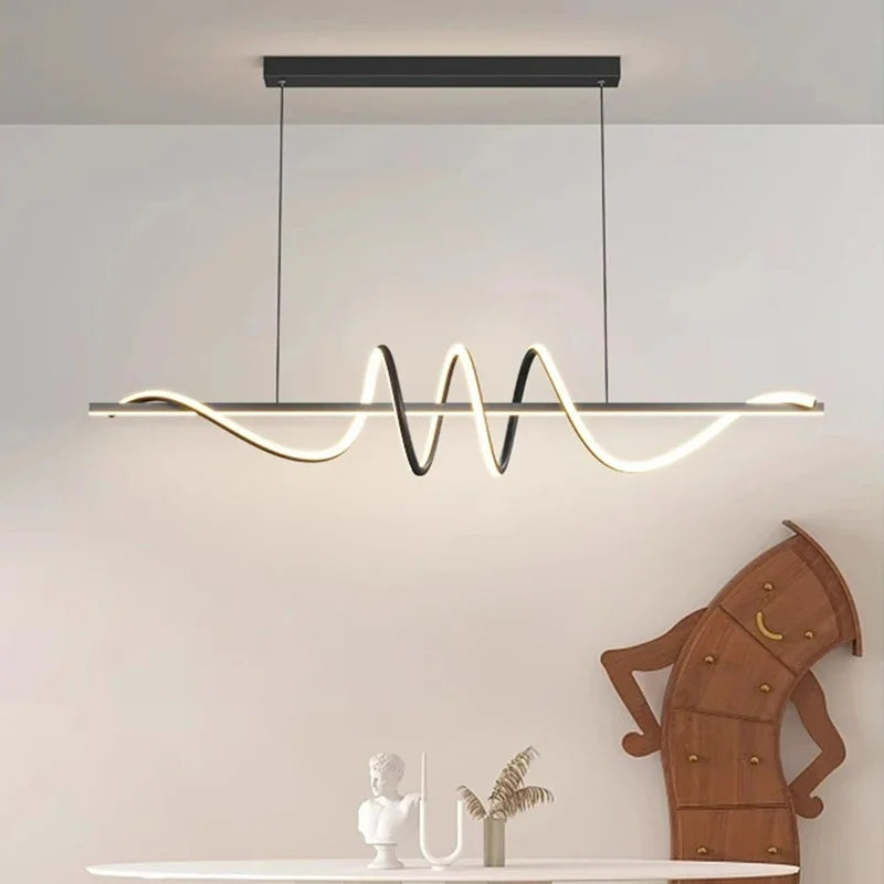 lampe suspendue moderne spirale blanc noir contemporaine télécommande trois modes lumière