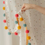 rideaux transparents colorés moderne pompons panneaux fenêtre chambre enfants