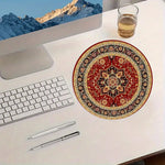 tapis rond vintage oriental persan motif floral ornements floraux rouge beige tapis souris antidérapant
