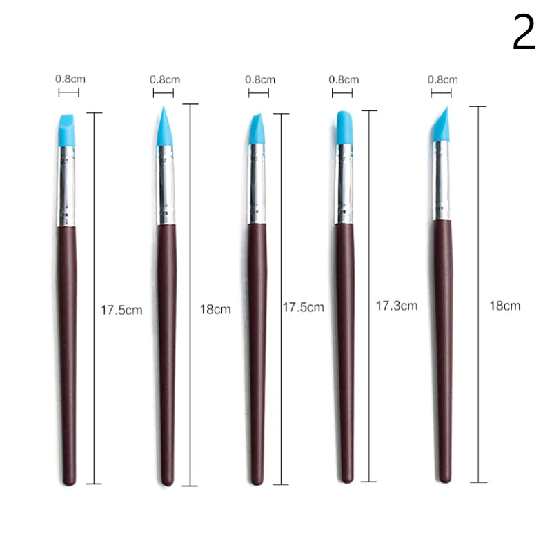 outils nail art brosse peinture bleu marron pointues modernes sculpteur argile poterie bricolage