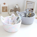 panier rangement tissu poignées cosmétiques petits objets moderne