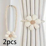 fournitures rideaux tissu fleurs beiges anneaux métalliques cordons coton décorative rustique moderne