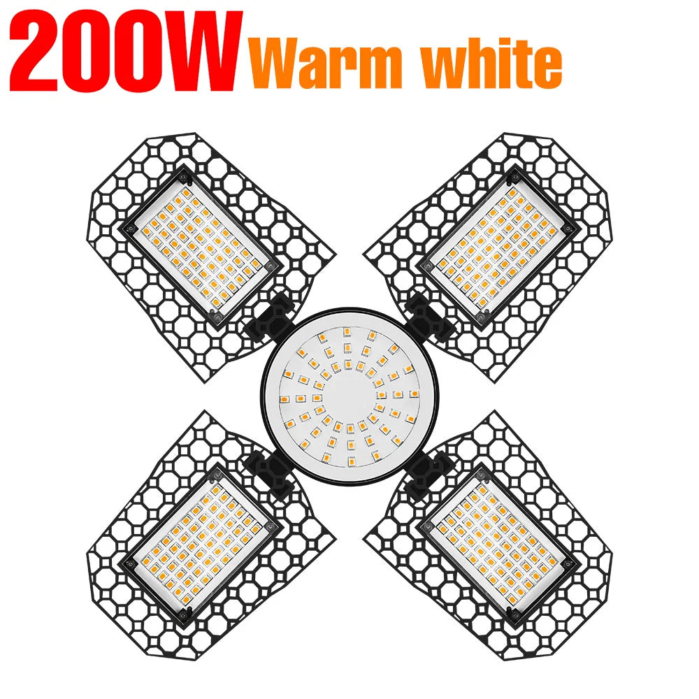lampe led garage e27 noir hexagonal smd 40w 60w 80w 100w 150w 200w