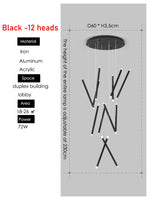 Suspension lumineuse contemporaine minimaliste noir blanc led 108w adjustable 350cm