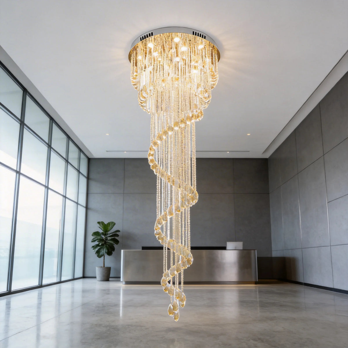 lustre moderne élégant doré transparentes suspension contemporaine lumière froide chaude chambre salon