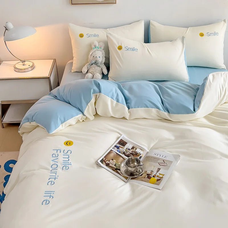 Parure complète avec housse de couette, drap-housse et taies d'oreiller