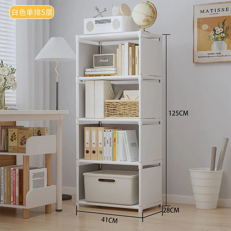 étagère modulaire multi niveaux assemblage facile moderne blanche gris boîtes rangement paniers osier fonctionnelle