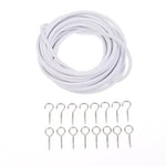 rideaux modernes kit cordon polyester crochets chevilles blanc argenté minimaliste