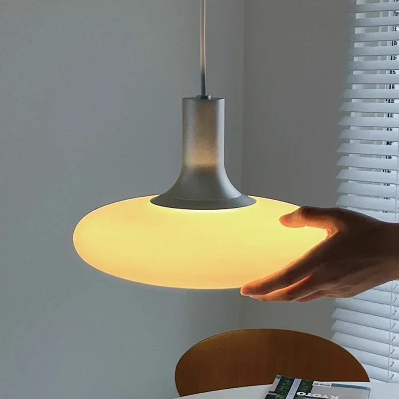 suspension lumineuse moderne blanc pendentif verre opaque câble électrique interrupteur universel chambre salon