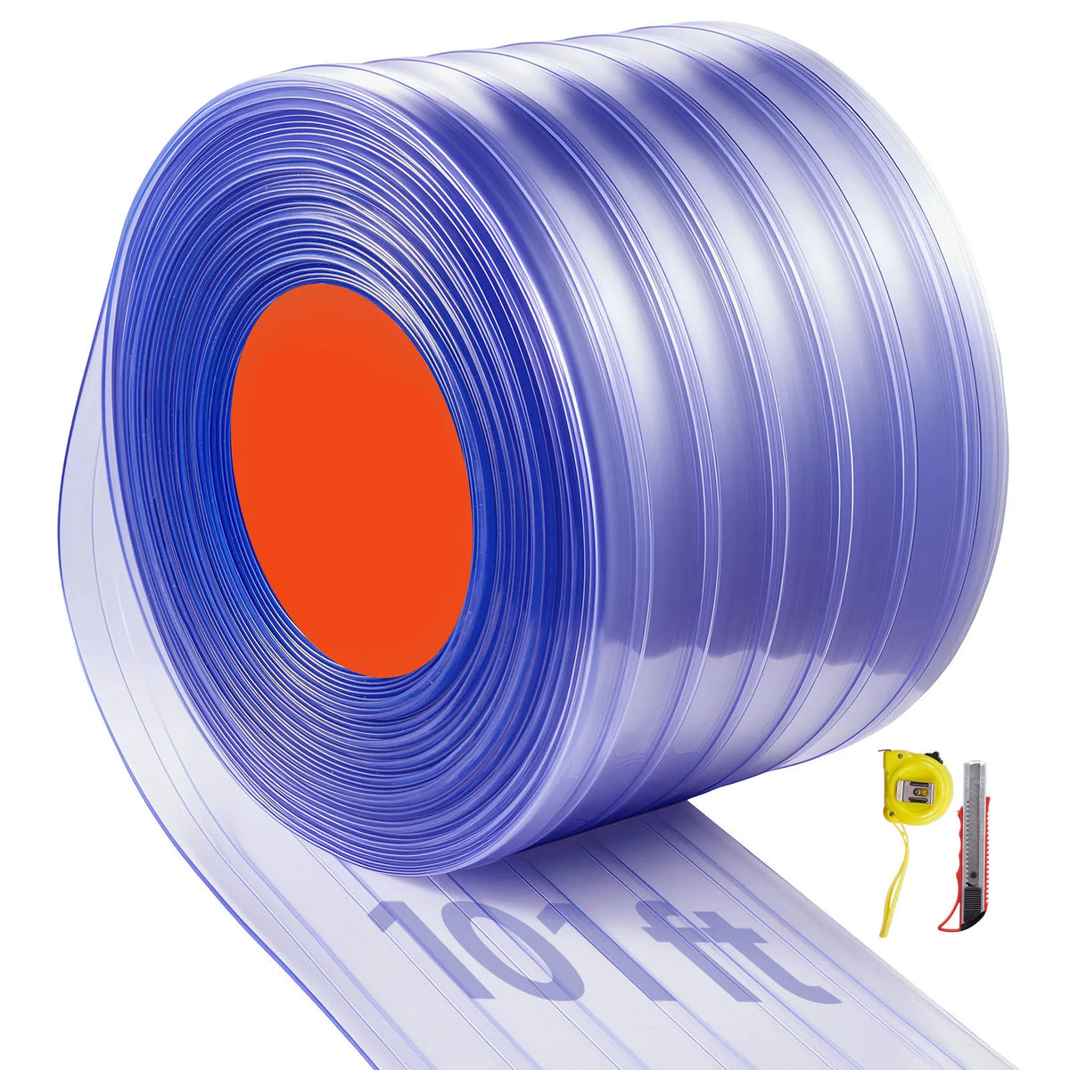 rideau lanières plastique bleu translucide plissé industriel 101ft 12in cuttermètreruban