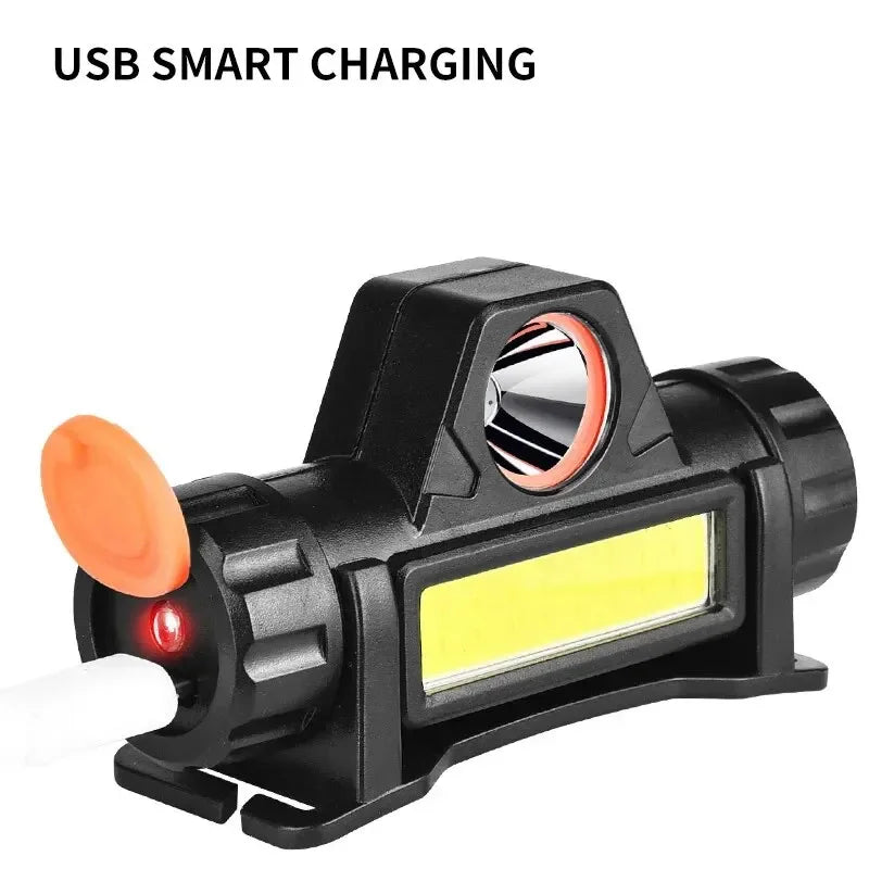 lampe torche noire aimants rechargeable moderne pratique lumière puissante usb
