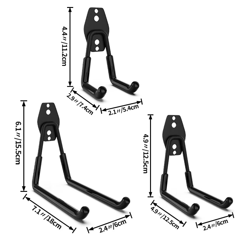 crochet mural acier noir support rangement outils garage vélo escabeau fixation vis