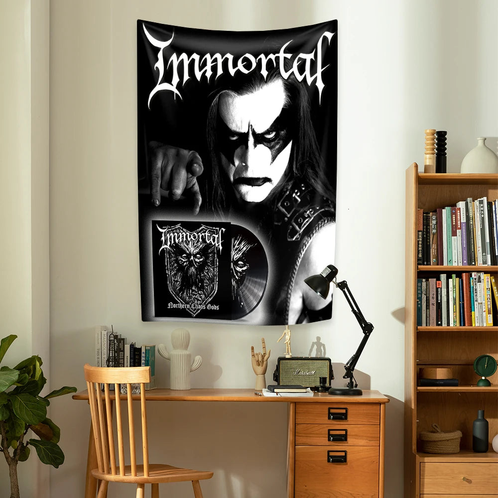 tapisserie murale gothique personnage noir blanc décoration chambre rock concert tissu décoratif intérieur