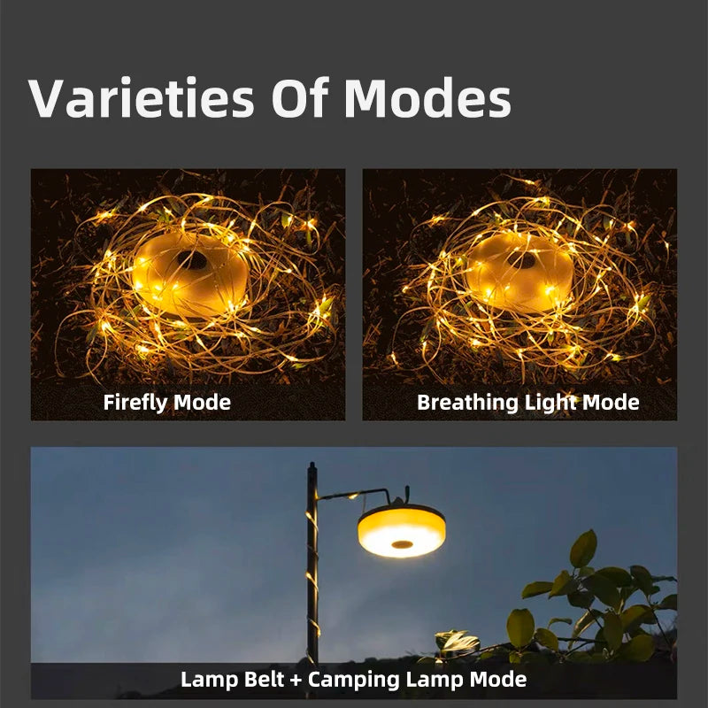 guirlandes lumineuses camping décoratives jaune blanc torsadées ipx4 étanches led 10m