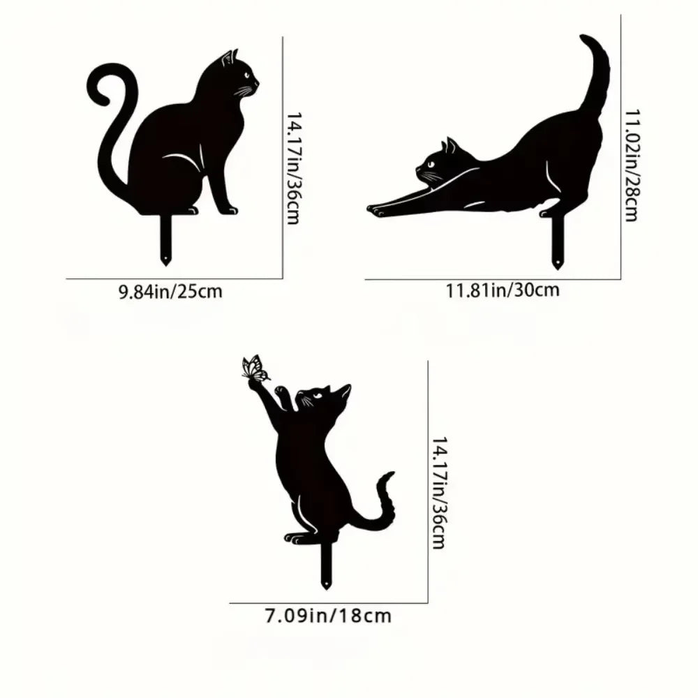 statues extérieures silhouettes chats noirs minimaliste tringle jardin